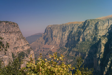 gorge of Vikos in Greece. Zagoria region.  National park of Pindus mountain. Greece. Epirus