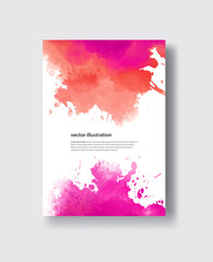 Card with vector hand drawn watercolor background.