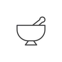 Mortar and pestle outline icon. linear style sign for mobile concept and web design. Kitchen pounder simple line vector icon. Symbol, logo illustration. Pixel perfect vector graphics