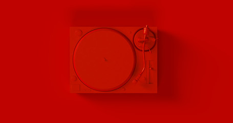 Red Turntable 3d illustration