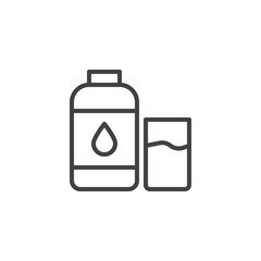Water bottle and glass outline icon. linear style sign for mobile concept and web design. Drink simple line vector icon. Symbol, logo illustration. Pixel perfect vector graphics