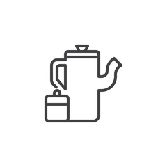 Tea pot and sugar bowl outline icon. linear style sign for mobile concept and web design. teapot kettle simple line vector icon. Symbol, logo illustration. Pixel perfect vector graphics