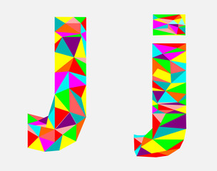  Letter j,low poly alphabet,geometric style.Abstract vector.