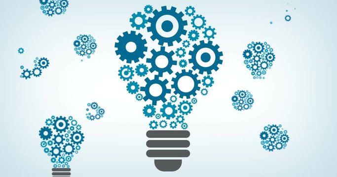 Animation of various Light bulbs made of gears
