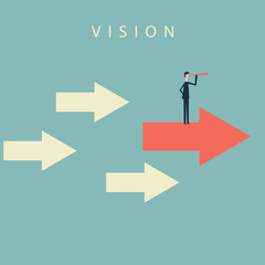 Minimalist stile. vector business finance. Successful vision concept with icon of businessman and telescope, Symbol leadership, strategy, mission, objectives. © Nattapol_Sritongcom