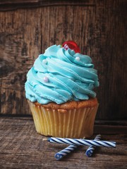 Birthday blue cupcake