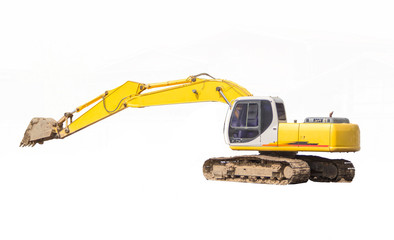  yellow excavator isolated
