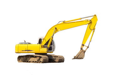  yellow excavator isolated