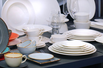 Porcelain plates table set