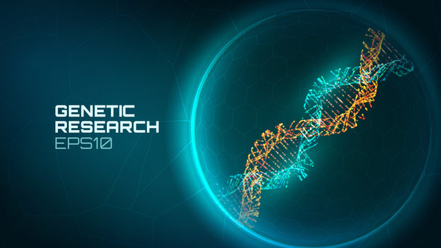 Dna helix vector background. Genetic reseacrch process. Modified gene. Science biology dna technology background