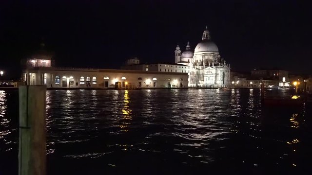 Basilica di Santa Maria della Salute and Punta della Dogana at in Venice Italy 4K