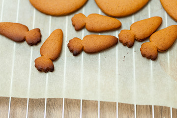 close up of female hands making cookies from fresh dough at home