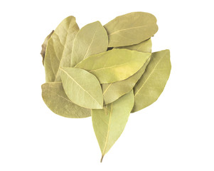 Fototapeta premium Bay leaf isolated on white background. Spices for flavoring foods. With clipping path. Top view.