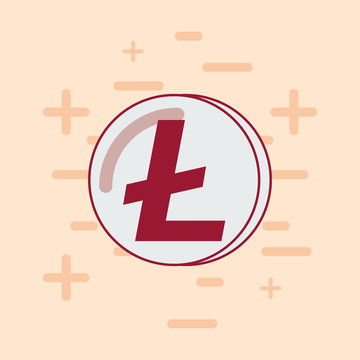 litcoin coin over pink background, colorful design. vector illustration