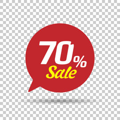 Special offer sale red tag. This is the concept of the price list for discounts, of an advertising campaign, advertising marketing sales, a 70% off discount, a unique offer. Vector illustration.