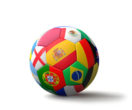 soccer ball with flags 3d rendering