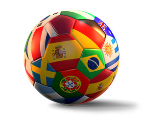 Obraz premium soccer ball with flags 3d rendering
