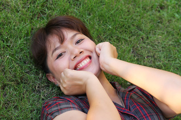 Fototapeta premium Woman outdoors in the parks