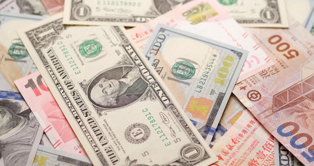 USD and HKD paper banknote