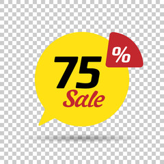 Special offer sale red tag. This is the concept of the price list for discounts, of an advertising campaign, advertising marketing sales, a 75% off discount, a unique offer. Vector illustration.	