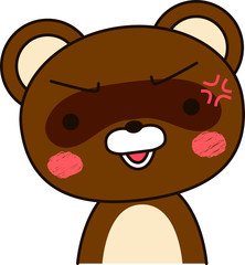 Raccoon dog expression Get angry