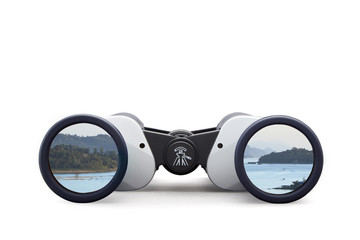 Gray binoculars on white