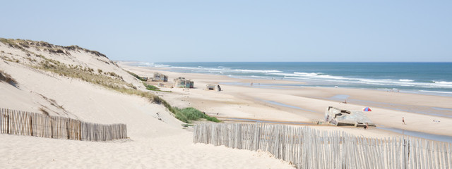 panorama french seacoast with sunny beach in summer day