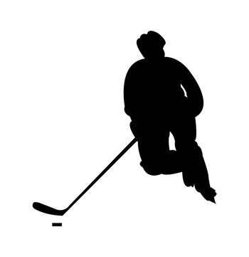 Hockey player in action silhouette