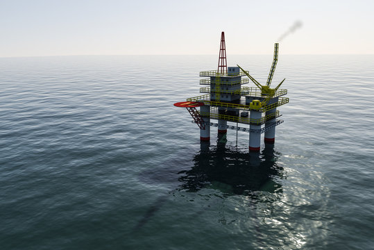 Oil Platform In The Sea, Ocean 3d