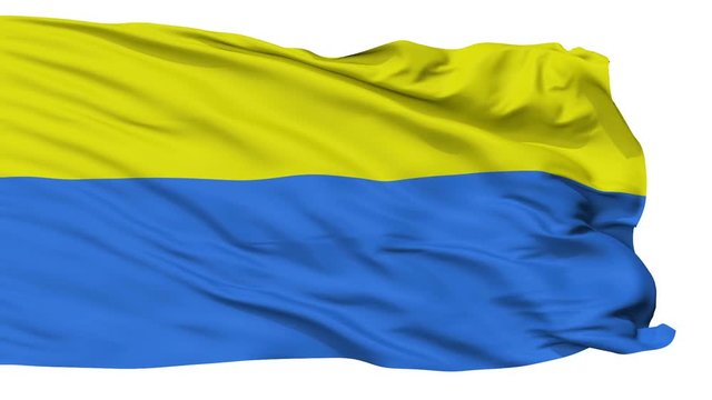 Latacunga flag, city of Ecuador, realistic animation isolated on white seamless loop - 10 seconds long (alpha channel is included)