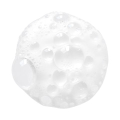 White facial foam creamy bubble soap sponge isolated on white background - obrazy, fototapety, plakaty