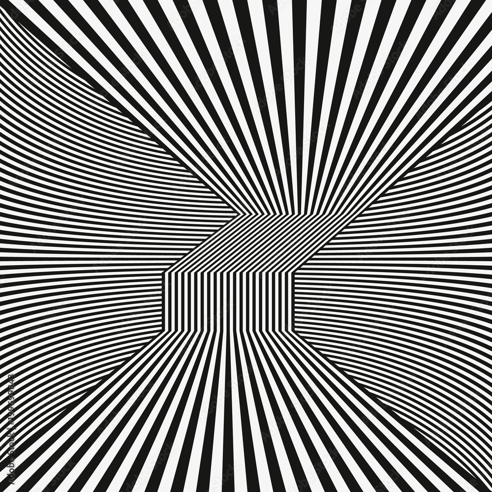 Poster Black and white mobious wave stripe optical abstract design. optical effect mobius wave stripe design movement