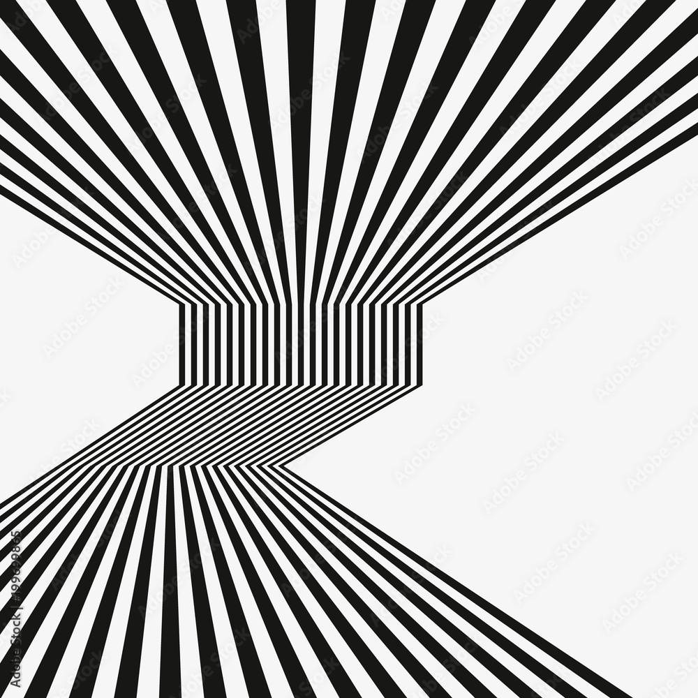 Poster Black and white mobious wave stripe optical abstract design. optical effect mobius wave stripe design movement