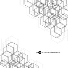Abstract molecule background. Hexagonal chemistry pattern. Molecular scientific research. Composition of the molecular hexagonal lattice. Medical, science and technology design vector illustration.