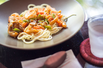 spagetti with spicy sauce