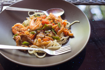 spagetti with spicy sauce