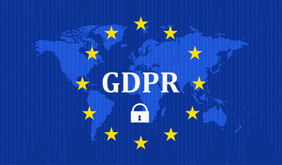 GDPR - General Data Protection Regulation. map and flag. Vector illustration