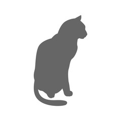 vector illustration: gray cat silhouette on the white background