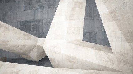 Abstract white and concrete interior. 3D illustration and rendering.