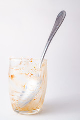 dirty empty cup and spoon