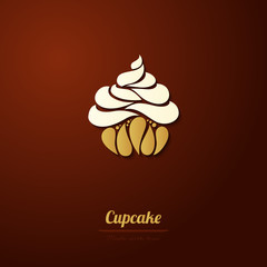 Vector cupcake icon logo Abstract cupcake illustration