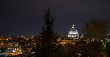 Landscape of San Peter and Rome by night