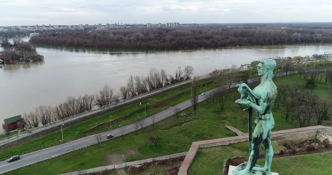 Viktor monument in Belgrade aerial view