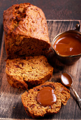 Sticky banoffee loaf with toffee sauce