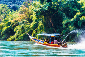 View on boat on Mae Nam Kok river by Chiang Rai - Thailand