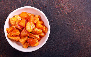 Chicken fillet with pineapple in tomato sauce