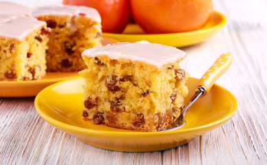 Sultana  and orange slices of cake