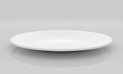 Empty white plate side view