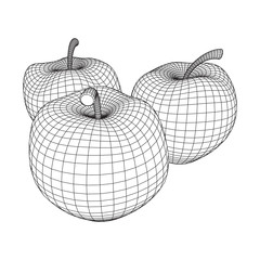 Apple wireframe low poly mesh vector illustration.