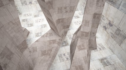 Abstract white and concrete interior. 3D illustration and rendering.